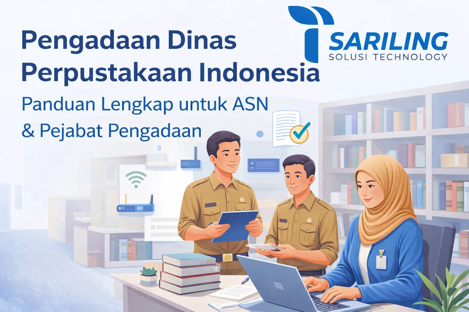 Ilustrasi pengadaan Dinas Perpustakaan Indonesia oleh ASN dengan dukungan solusi teknologi dari Sariling Solusi Technology