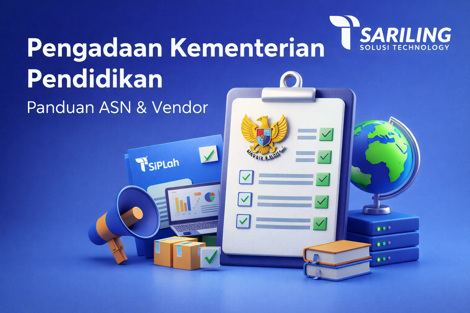 Ilustrasi pengadaan kementerian pendidikan untuk ASN dan pejabat pengadaan dengan solusi vendor teknologi Sariling Solusi Technology