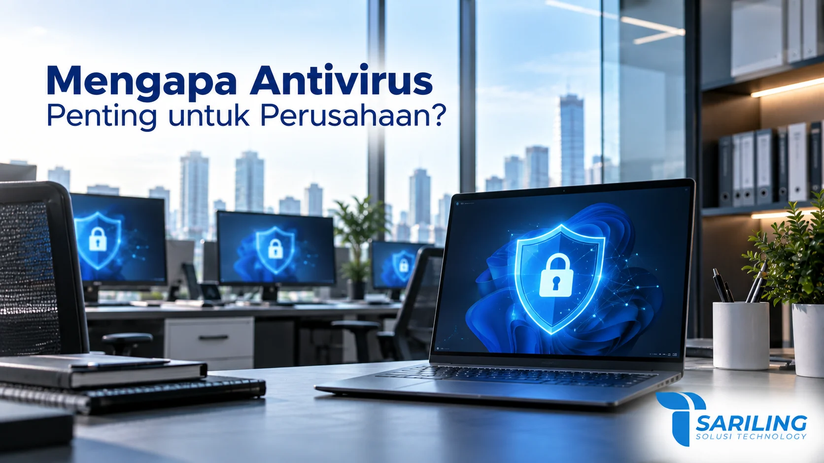 Antivirus dan security software untuk melindungi perangkat perusahaan.