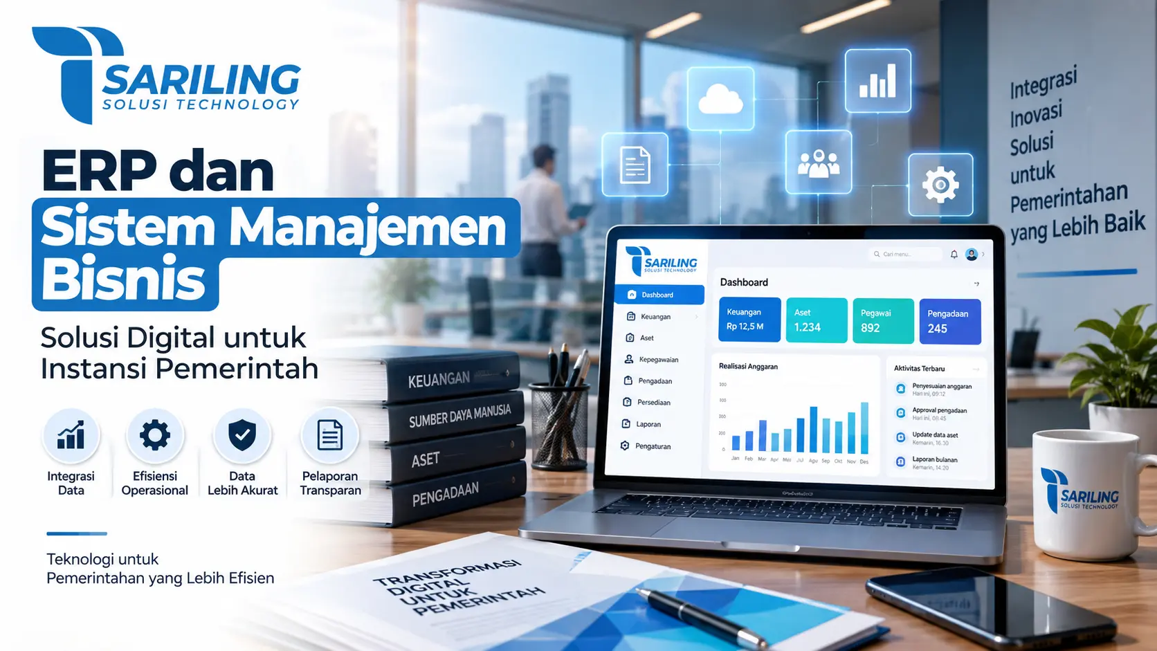 ERP dan sistem manajemen bisnis untuk meningkatkan efisiensi operasional instansi pemerintah.