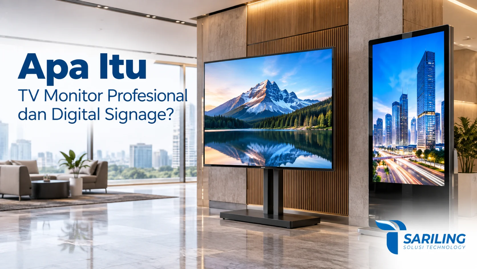 TV monitor profesional dan digital signage untuk kebutuhan tampilan informasi di ruang komersial