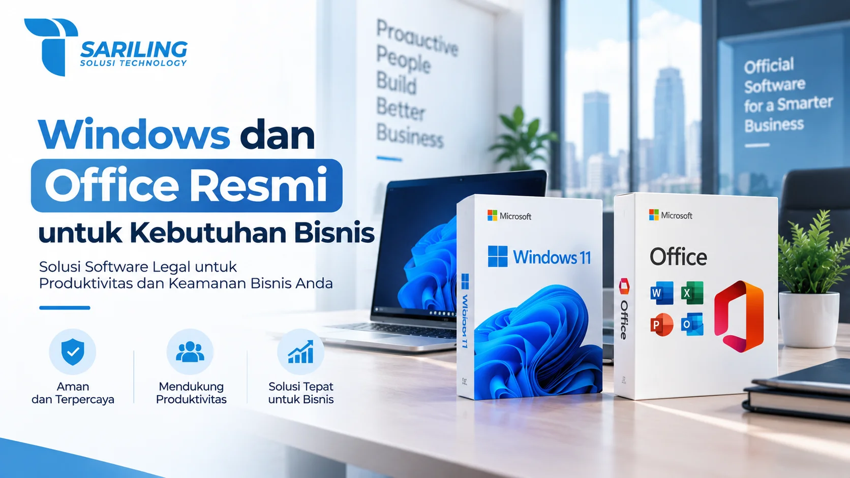 Licence Microsoft Windows dan Office resmi untuk mendukung produktivitas dan kebutuhan bisnis.
