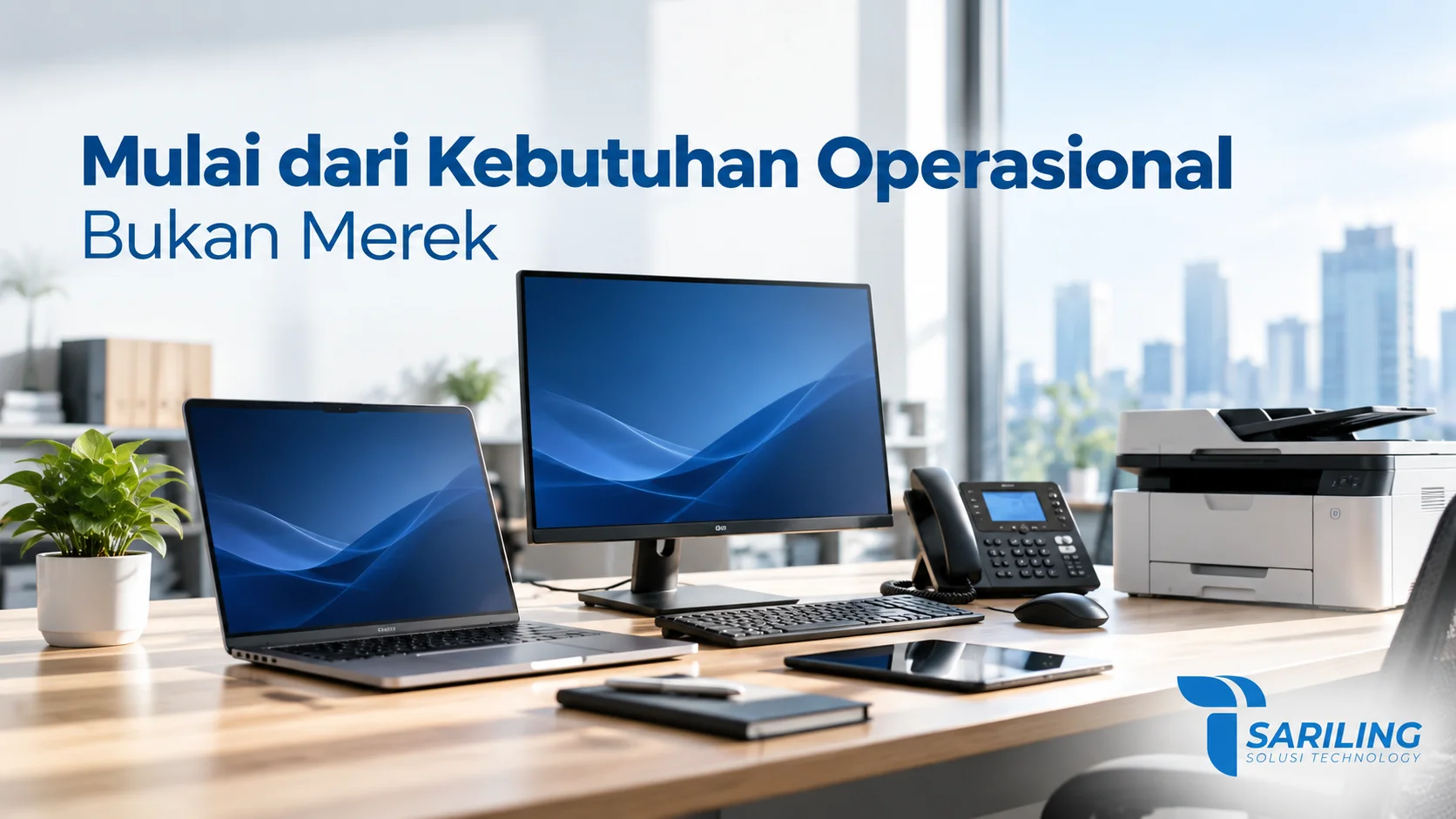 Perangkat teknologi operasional kantor untuk mendukung kebutuhan kerja dan produktivitas