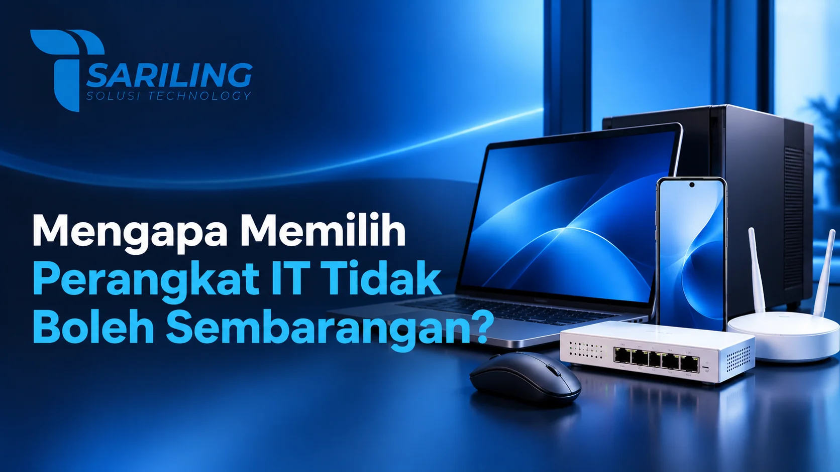 Tentang Sariling Technology yang menyediakan berbagai perangkat IT seperti laptop, komputer, smartphone, dan perangkat jaringan.