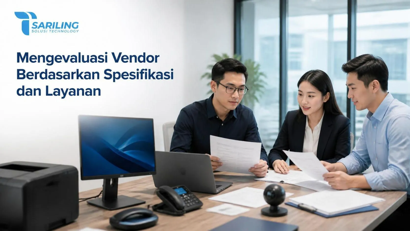 Pemeriksaan dokumen kualifikasi penyedia dan spesifikasi teknis dalam evaluasi vendor Elektronik Kantor.