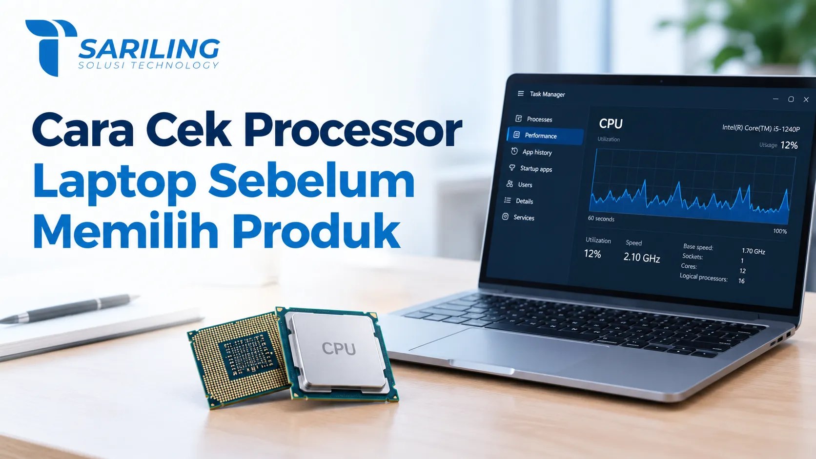 Tim Pengadaan sedang mempraktikkan cara cek processor laptop untuk memverifikasi spesifikasi perangkat TIK instansi.